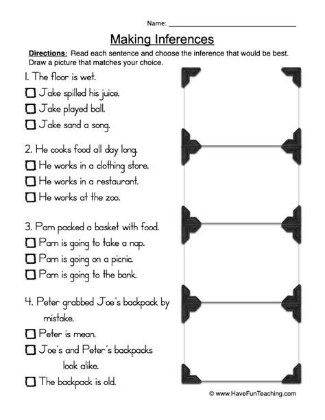 Making Inferences Worksheet