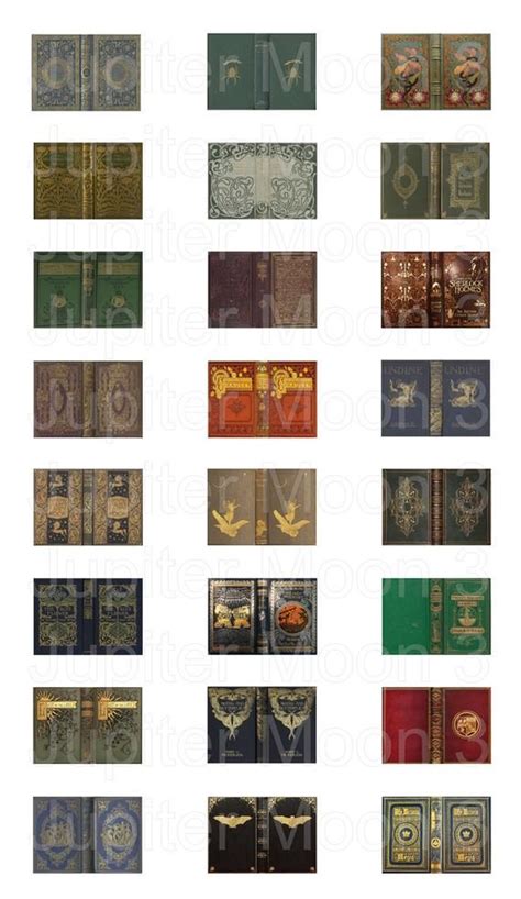 36 Antique And Vintage Printable Miniature Book Covers Set 112 Scale
