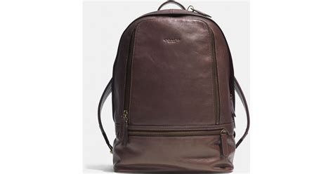 Coach Bleecker Traveler Backpack In Leather In Brassmahogany Brown