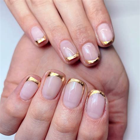 Gold French Nails In 2021 Gold Gel Nails Gold Nails French Gold Tip