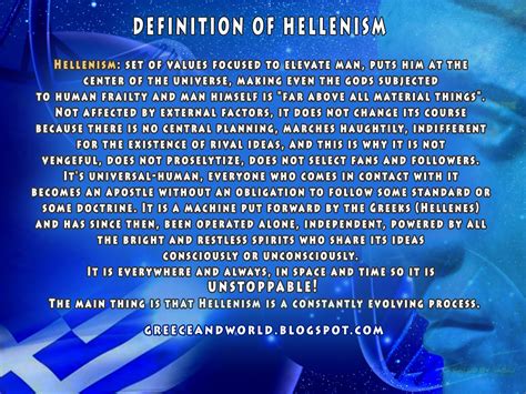 GREECE AND WORLD: The antidote to today's dead end: Definition of Hellenism