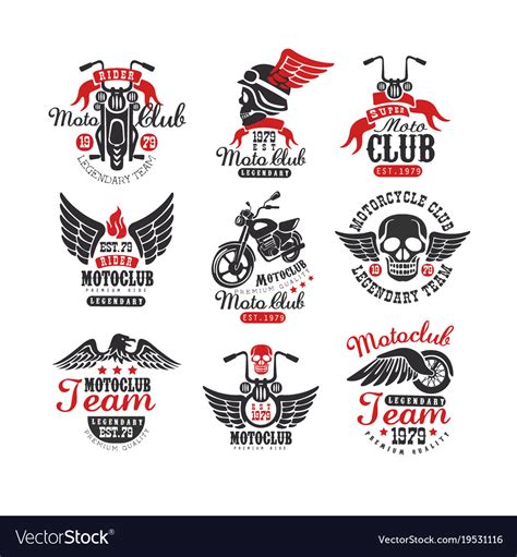 Set Of Vintage Motorcycle Club Logos Emblems Vector Image