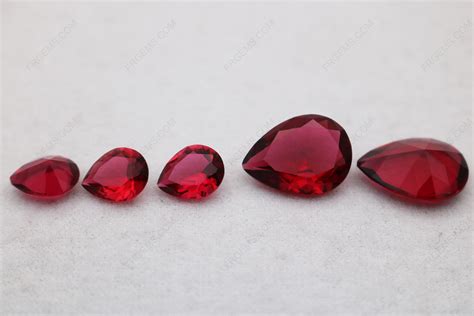 Loose Glass Ruby Red Color Br504 Pear Shape Faceted Cut Gemstones
