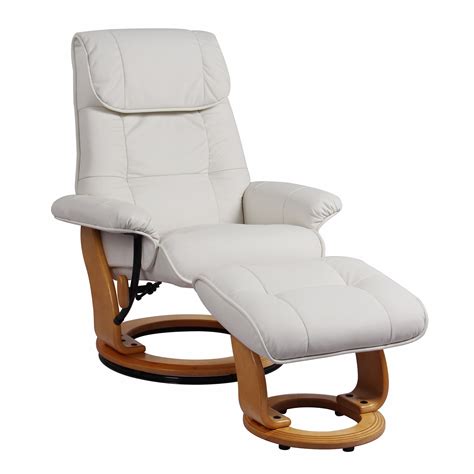 Starline Designs Ventura Swivel Recliner Chair And Ottoman In White