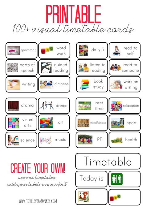 Printables | Classroom schedule, Visual timetable, Kids schedule
