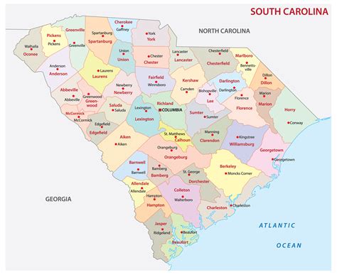 Discovering South Carolina Counties Map 2023 Calendar Printable