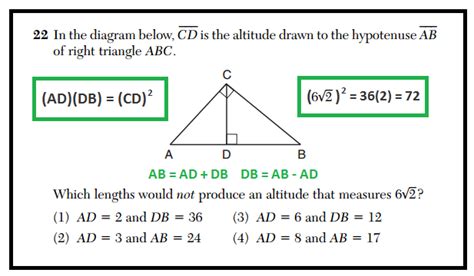 9.3 altitude on hypotenuse theorems (lesson). (x, why?): Daily Regents: Right Triangle Altitude Theorem ...