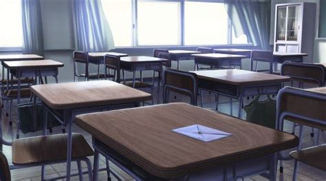 Anime Scenery School Classroom With A Love Letter On A Desk Anime