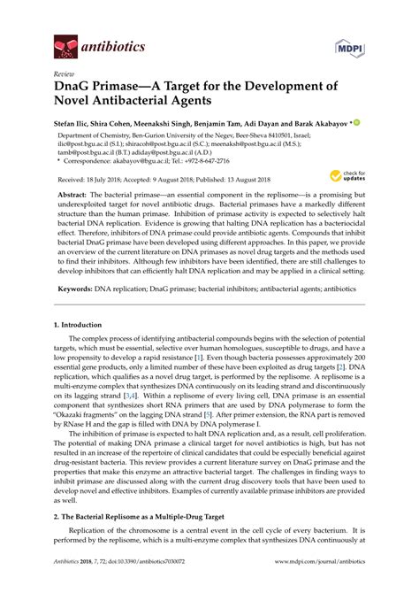 pdf dnag primase—a target for the development of novel antibacterial agents
