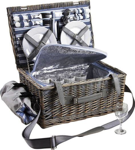 • il dispose d'un compartiment isotherme fixe, pour garder aux frais vos aliments. Panier pique-nique osier gris avec compartiment isotherme