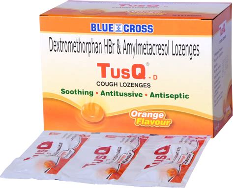 Tusq® D Cough Lozenges Available In Orange Honey Lemon Blue Cross