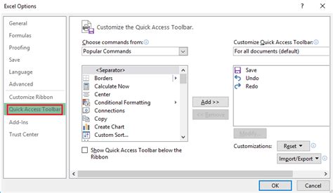 Customize The Quick Access Toolbar In Excel