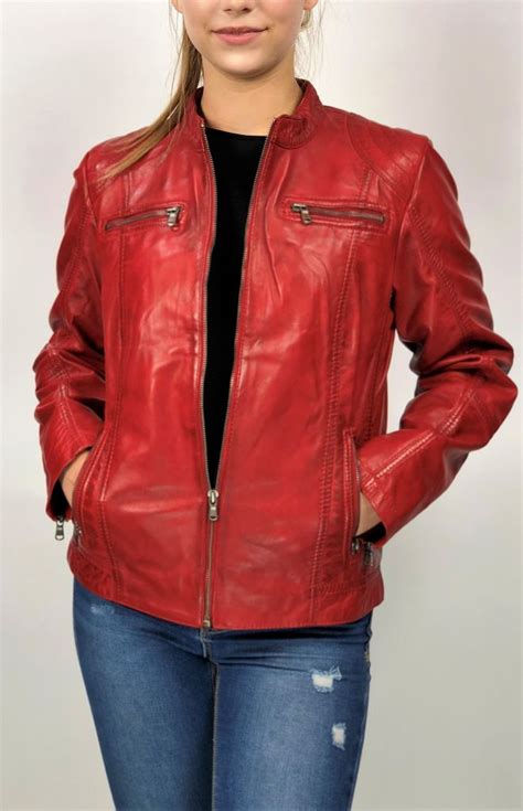 MONO piros rövid női bőrdzseki - Bőrkabát és bőrdzseki a gyártótól