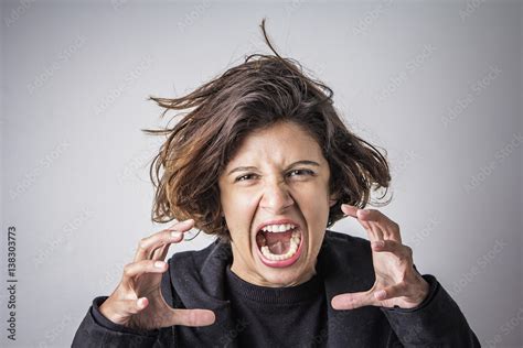 Furious Angry Woman Screaming With Rage And Frustration Stock Foto Adobe Stock