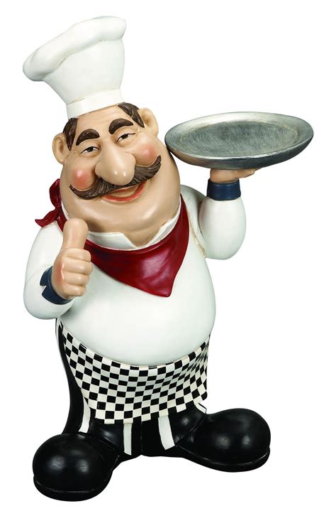 Paper plate holder, chef decor, chef kitchen decor, holder. 69721 POLYSTONE CHEF WITH PLATE is a home and restaurant ...