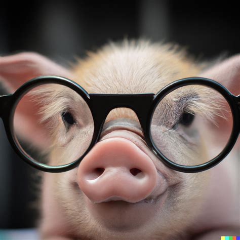Dall·e 2 A 35mm Macro Photo Of A Baby Pig Wearing Glasses Extremely