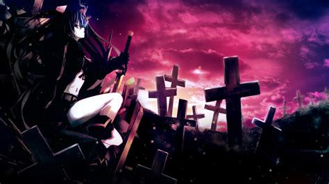 Wallpaper : anime, girl, thoughtful, sword, cemetery ... 1440x2960 qhd 1440x2560 qhd 1080x1920 full hd 720x1280 hd.