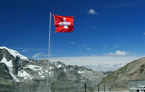 Swiss flag in the mountains free image