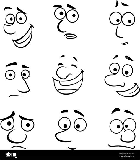 Caras De Dibujos Animados Con Emociones Para El Diseño De Cómics Imagen Vector De Stock Alamy