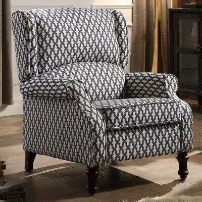 A wingback recliner is a wingback chair that also reclines. Navy & White Wingback Manual Recliner Arm Chair Recliners ...