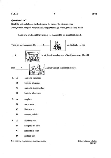You are advised to use a pencil to write your answers. Negeri Sembilan UPSR Trial English Paper 1 2015