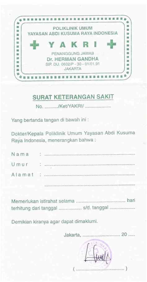 Surat Sakit Dari Klinik Homecare