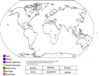 Printable map worksheets blank maps labeled maps map activities and map questions. Color the Continents and Label the 5 Oceans | World map ...