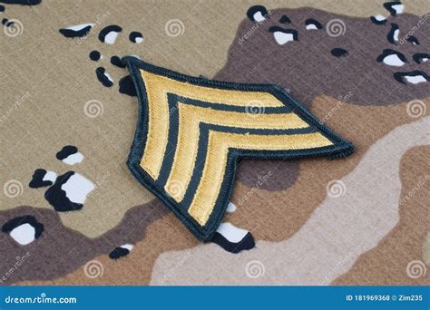 May 12 2018 Us Army Sergeant Rank Patch On Desert Camouflage Uniform