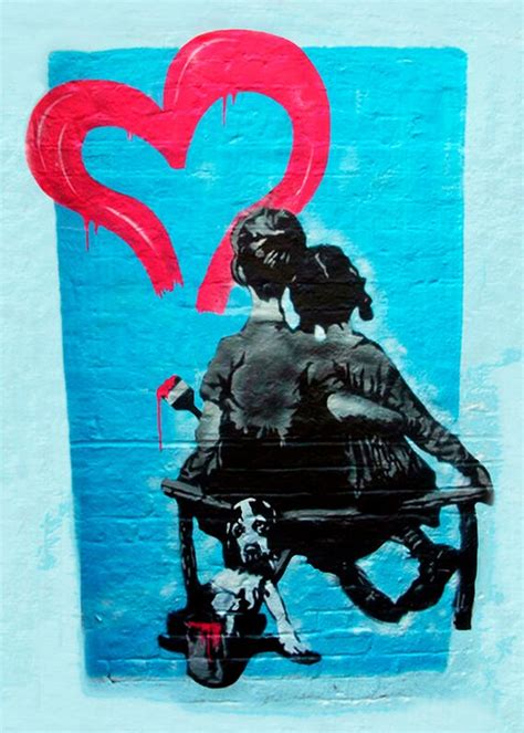 Banksy Canvas First Love Red Heart Street Art By Streetartoncanvas