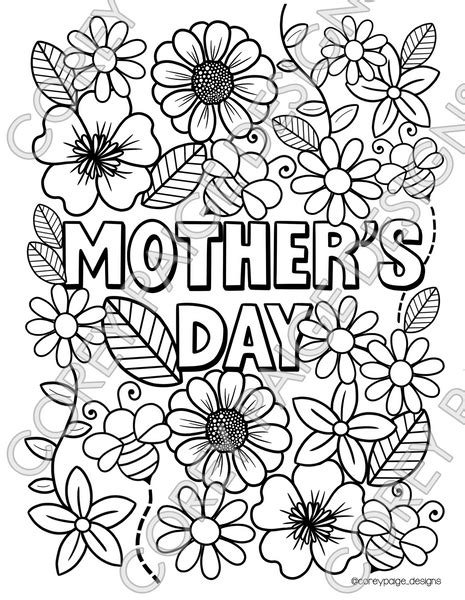 Mothers Day Flowers Coloring Sheet