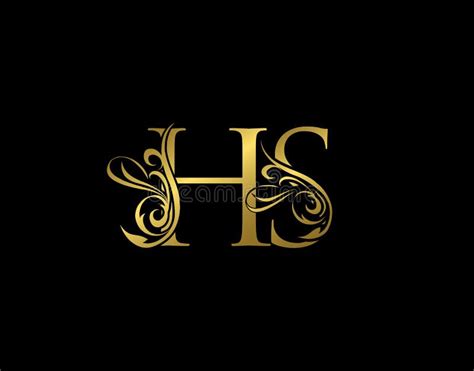 Gold Hs And Hs Luxury Letter Logo Icon Graceful Royal Style Stock