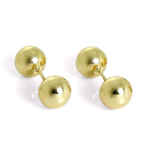 9ct Gold Double Sided 8mm Ball Stud Earrings JewelleryBox Co Uk