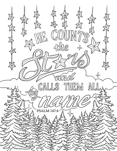 Our printable sheets for coloring in are ideal to brighten your family's day. Psalm 147:4 Coloring Page - Spiritual Drawing 3 of 10