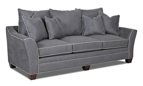 The posen iv sofa has tapered wooden legs, flare arms and is featured in a beige fabric. Klaussner Posen Contemporary Sofa with Block Feet ...