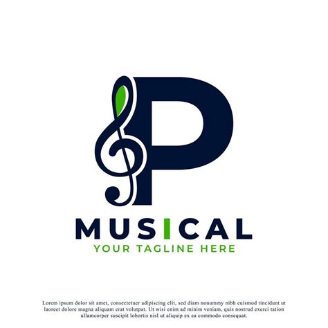 Letter P With Music Key Note Logo Design Element Usable For Business