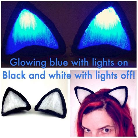 Learn more about amazon prime. Glowing Blue Clip On Cat Ears, Black And White Costume ...