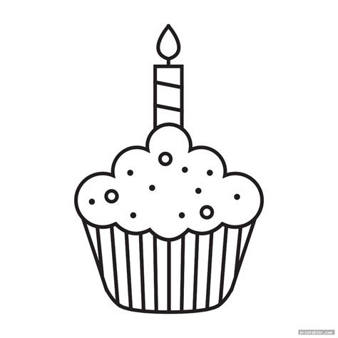 Printable Birthday Cupcake Outlines