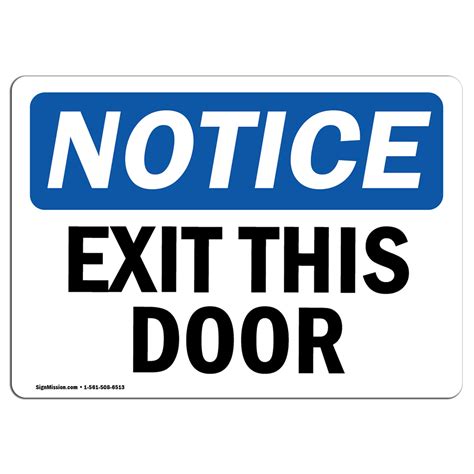 Osha Notice Exit This Door Sign Heavy Duty Sign Or Label Walmart