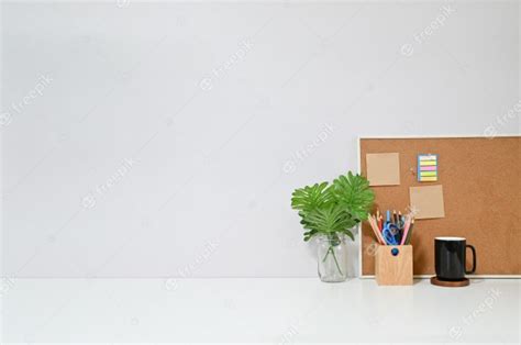 Premium Photo Copy Space Table With Office Supplies On Workspace