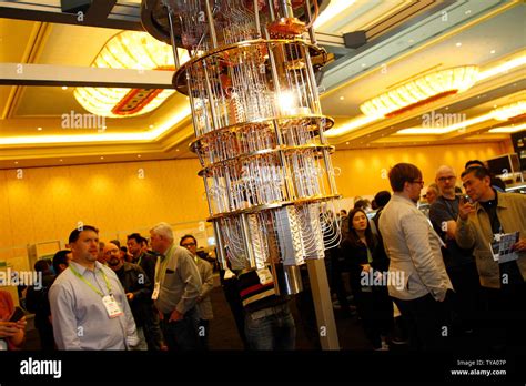 Attendees View A Prototype Of Ibms 50 Qubit Quantum Computer During