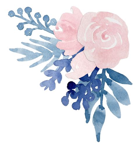 5 out of 5 stars. Watercolor Flower Navy Blue Blush Pink Floral Clip Art ...