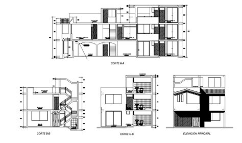 8m Height Of The Two Story House Building Is Given In This Autocad
