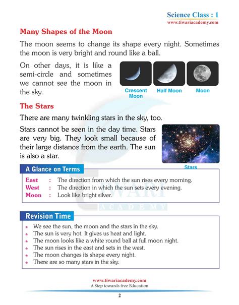 Class 1 Science Chapter 12 Up in the Sky in English Medium Free PDF.