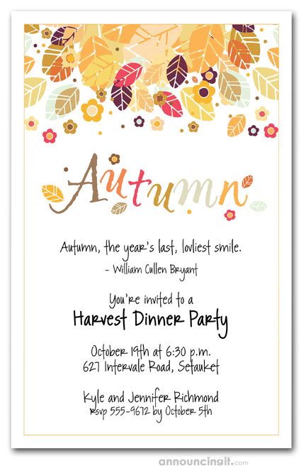 autumn season invitations fall invitations