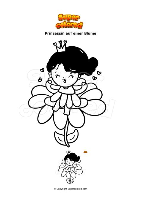 Ausmalbild Prinzessin Auf Einer Blume