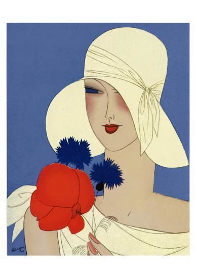 Get inspired by our community of talented artists. Art Deco Lady with a Large Red Flower Art Print by | Art.com
