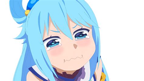 Download Blue Hair Blue Eyes Tears Face Aqua Konosuba Anime Konosuba