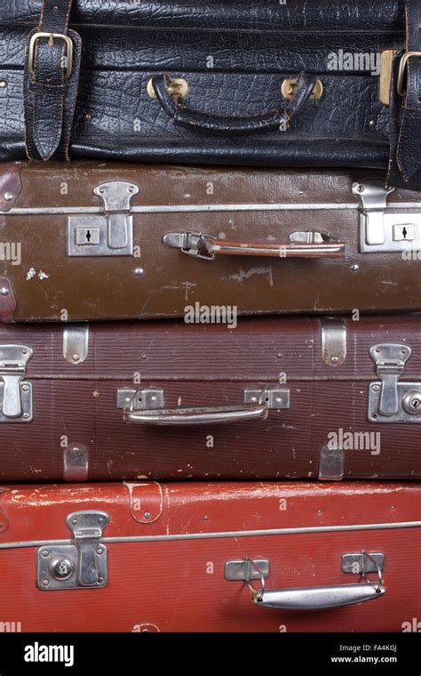 Stack Of Old Suitcases Closeup Stock Photo Alamy