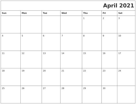 Printable monthly calendars and planners april 2021. April 2021 Download Calendar