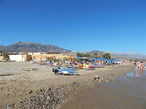 Kavros Crete Greece August 16 2014 People On Beaches